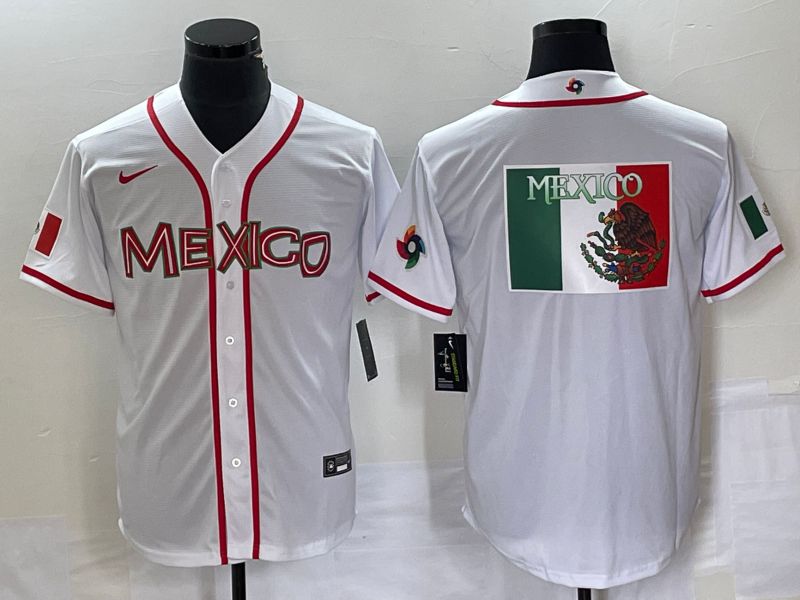 Men 2023 World Cub Mexico Blank White Nike MLB Jersey29->more jerseys->MLB Jersey